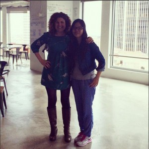 Fulbright-MTP Participant Pichleap Sok from Cambodia with LA mentor, Rebecca McLauchlan, co-founder and CCO of rhubarb studies that builds tech companies in downtown LA.