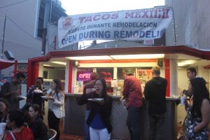 Fulbright-MTP participant, Pichleap Sok, from Cambodia is enjoying her taco at Tacos Mexico, a Mexican food truck in LA.