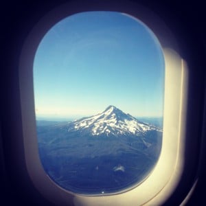 Greeted by Mt. Hood landing in Portland on Aug. 5, 2014; photograph by Anser Shaukat
