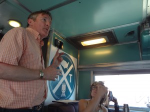 David Bragdon, executive director of Transit Center, Inc. (NYC-based), as he leads an on-train discussion.