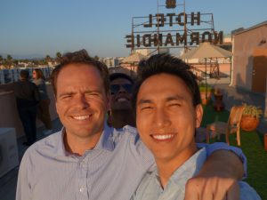 Fulbrighter Jarod Yong (right), Malaysia, with Millennial Trains Project Founder and Fulbright U.S. Student Program alumnus Patrick Dowd (left).